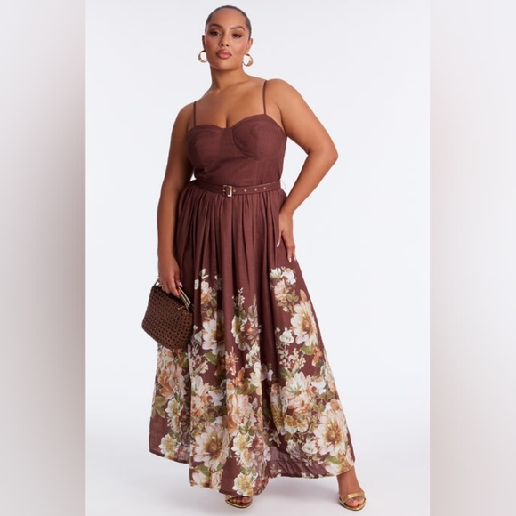 Fashion Nova Dresses & Skirts - FASHION NOVA FLOWER FIELDS LINEN MAXI DRESS NWT
